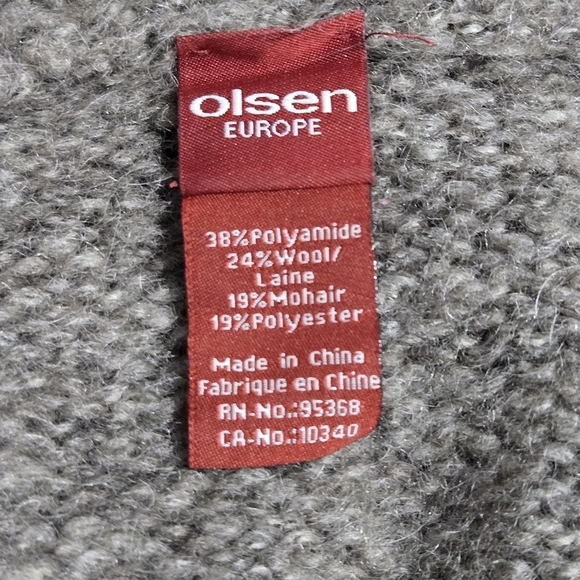 Olsen Cozy Wool Gray Knit Cardigan Sweater with Belt Womens Size US 4 - Picture 5 of 7